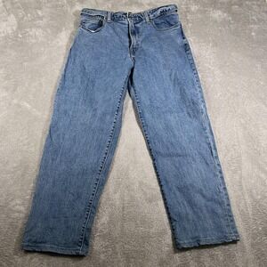 Lands End Square Rigger Jeans Mens 35 Blue Traditional Fit Straight Denim Pants